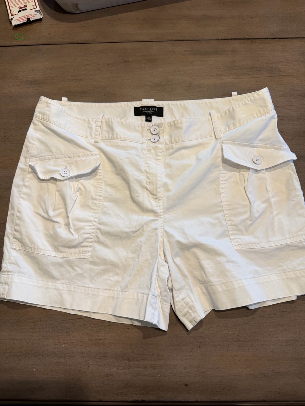 Talbots White Cargo Shorts with Button Flap Pockets